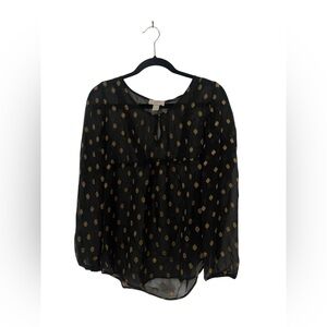 Ann Taylor LOFT Sheer Black & Gold Blouse